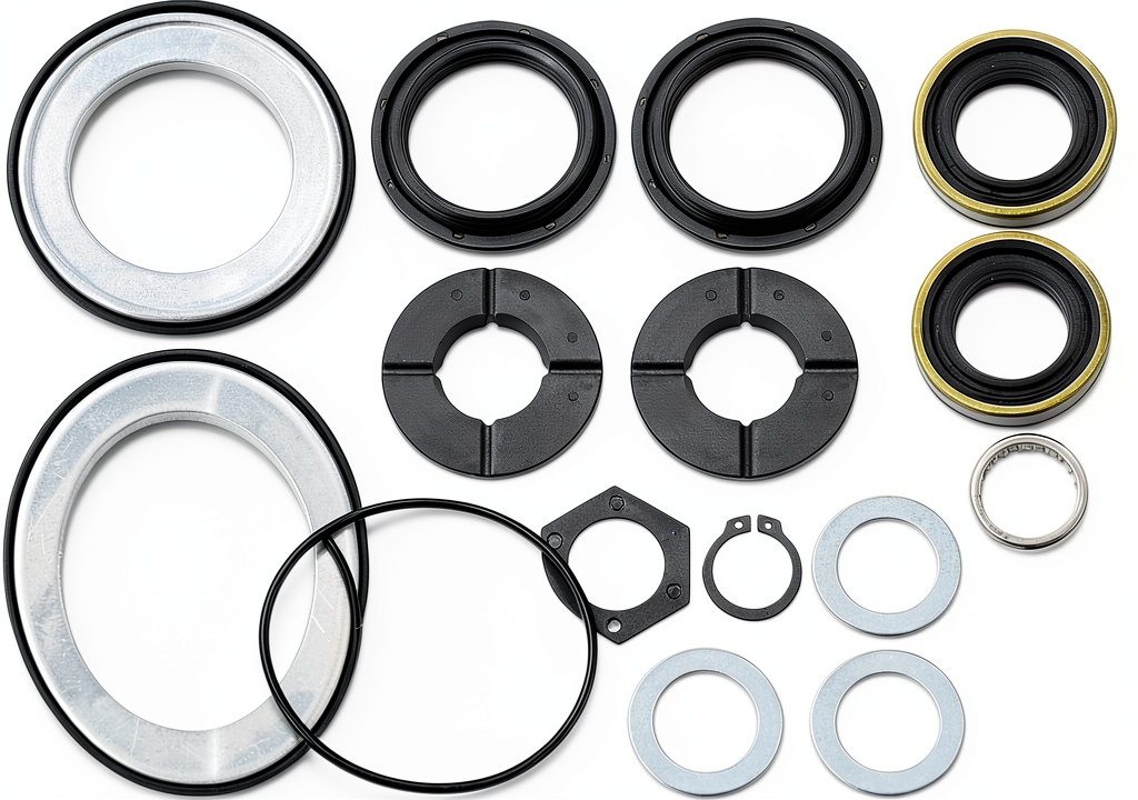 Installing Axle Shaft Seal Kit WnSEu Steel Rubber Design on a wooden workbench