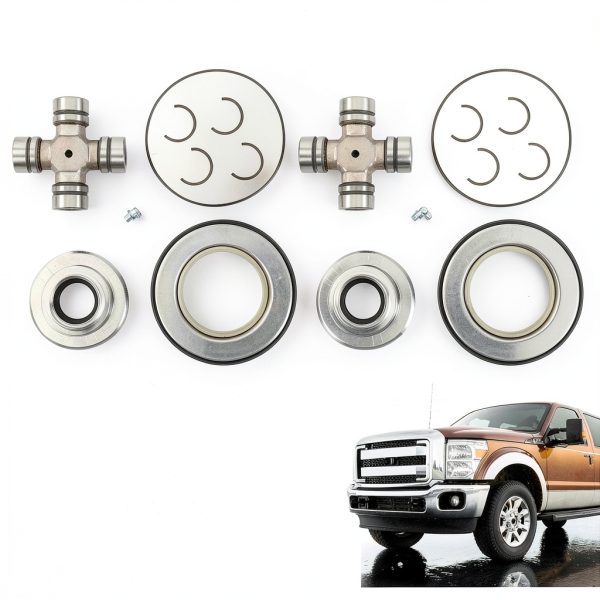 RALZAOTO Front Axle Seal & Greaseable U Joint Kit for Ford F250/F350-1