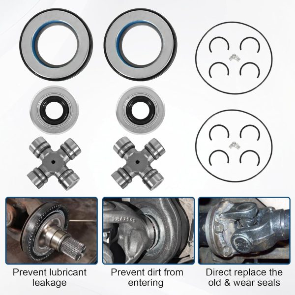 RALZAOTO Front Axle Seal & Greaseable U Joint Kit for Ford F250/F350-3