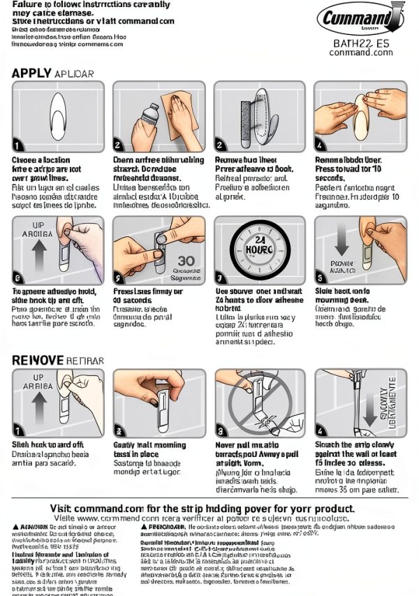 Command Bath Water-Resistant Adhesive Refill Strips White-8