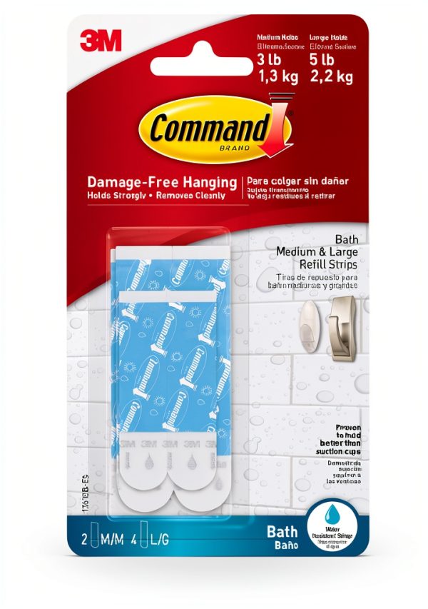 Command Bath Water-Resistant Adhesive Refill Strips White-0